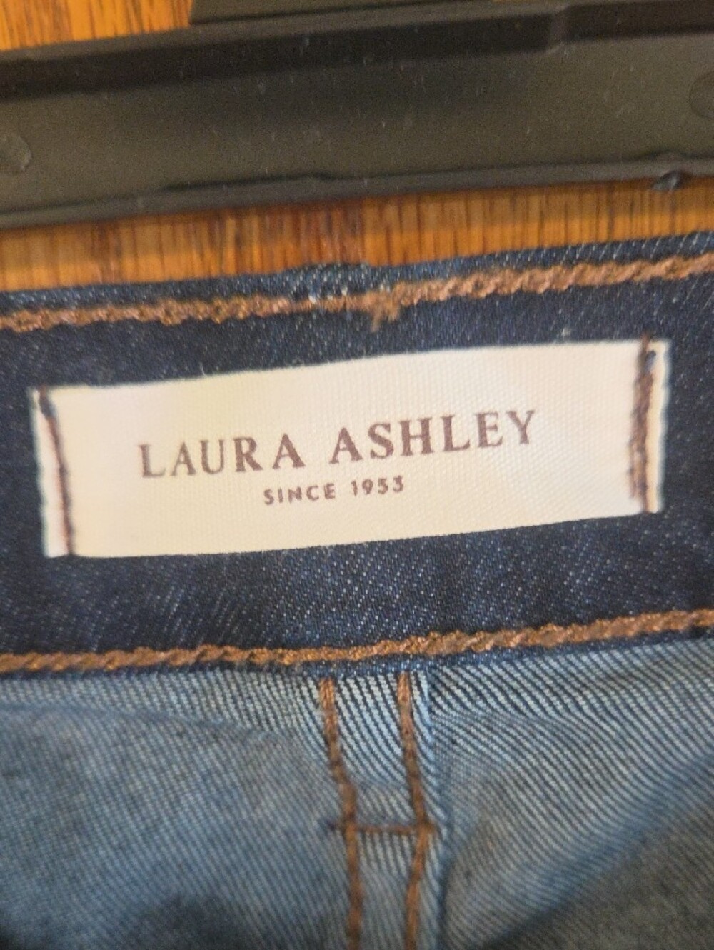 Laura Ashley Dark Blue Flare Jeans with Button-Fly - Picture 2 of 5